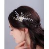Sither Bridal Flower Hair Clip for Wedding Silver Hair Comb with Yellow Crystal for Women Hair Accessories for Bride Hair Clip Headpiece for Wedding Party Prom Gift