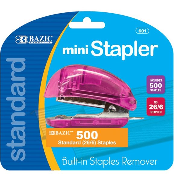 BAZIC Mini Standard (26/6) Stapler w/ 500 Ct. Staples