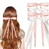 4Pack Satin Hair Bow Clips with Long Tail, Bowknot Ribbon Tassel Hair Clip, Bridal Hair Accessories Gift for Women Girls