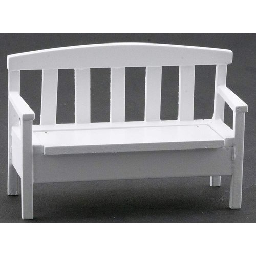 Dollhouse Miniature Garden Bench (White)