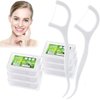 Leioua Dental Floss Picks 300 Counts Unflavored Durable Disposable Floss Threaders Pro Health Sticks for Adults and Kids 6 Travel Handy Cases