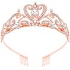 SuPoo Rose Gold Bridal Crown Wedding Tiaras and Crowns for Women Girls Queen Birthday Crown with Combs Crystal Princess Rhinestone Tiara Headband Prom Headpieces Cosplay Hair Accessories for Halloween