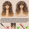 GKtineke-Curly-Wig Big-Curly-Wigs-for-White-Black-Women 20 Inch- Long-Curly-Afro-Wig-with-Bangs Synthetic-Hair-Replacement-Wigs-for- Cosplay and Daily(Ginger，Copper