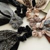 Bandana Hair Scrunchies with Ribbon Bow Scarf Scrunchies for Women, Elegant Floral Hair Ties Plaid Scarf Scrunchies (6 PCS Double Layer)