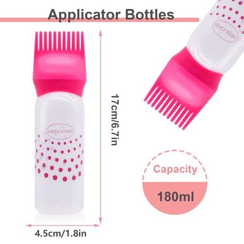 Root Comb Applicator Bottle: 6 Ounce Hair Dye Applicator Brush, Scalp Oil applicator, Hair Root Comb Color with Graduated Scale, 3Pack