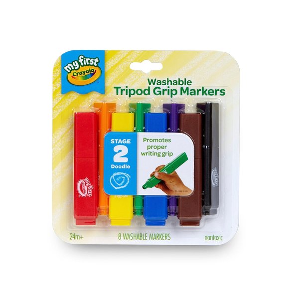 Crayola My First, Tripod Washable Markers for Toddlers, 8ct