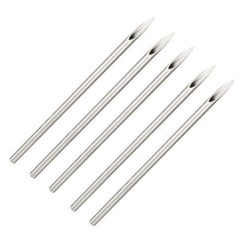 5 Sterilized Body Piercing Needles Pack [5 Pieces], 8 Gauge Straight Needles, Surgical Stainless Steel