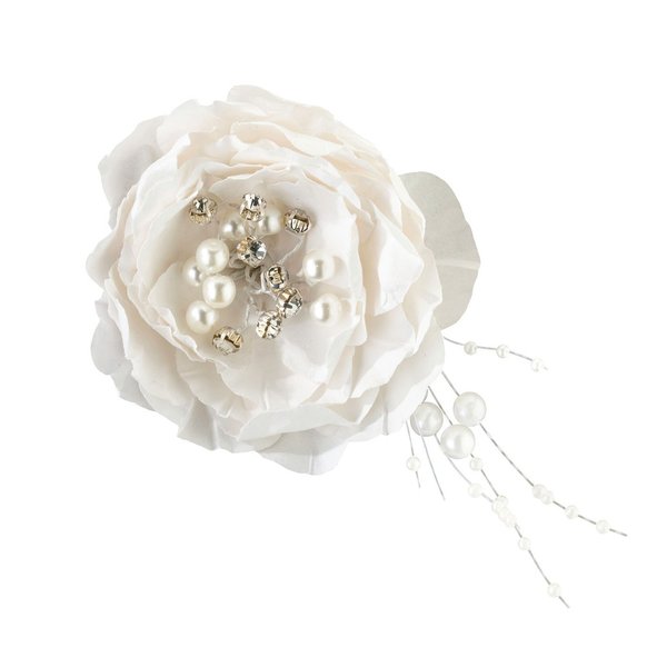 Lillian Rose Pretty Jewel Flower Wedding Hair Clip Accessories, Cream