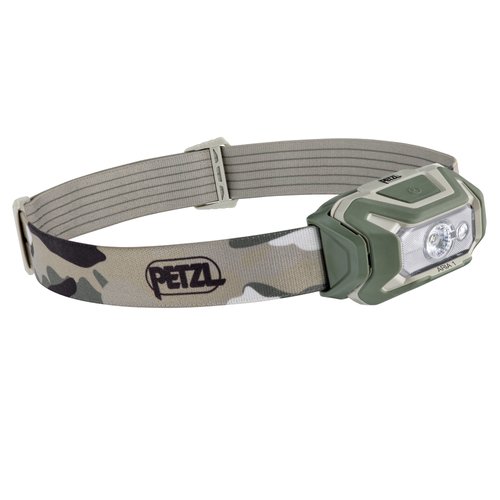 PETZL ARIA 1 RGB, Compact, Durable, Waterproof headlamp with White, red, Green and Blue Modes, 350 lumens, Camo