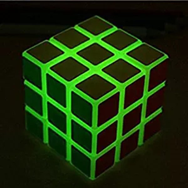 3x3 Fluorescent Speed Cube Glow in Dark Magic Speed Cube 3-D Brain Teasers IQ Puzzles for Kids and Adults (Green Fluorescent)