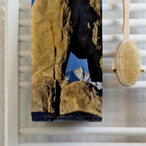 3dRose, California, Lone Pine. Natural Arch with Lone Pine Mountain., 15x22 Hand Towel
