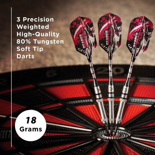 Viper Grim Reaper 80% Tungsten Soft Tip Darts with Storage/Travel Case, Fine Knurling, 18 Grams