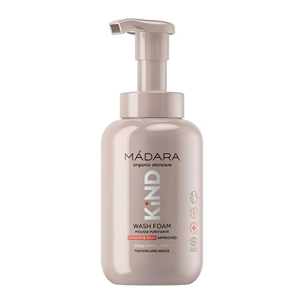 MÁDARA Organic Skincare | KIND Body Wash Foam, 300ml – Organic Certified Baby Bath Wash Cleanser, Gentle Enough For The Whole Family, Sensitive Skin-approved, Soap-free Formula, Ecocert Certified