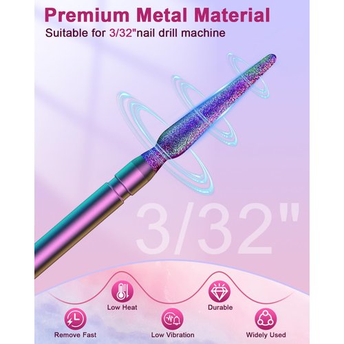 SENIGNOL Nail Drill Bits Set with Storage Bag, 3/32 inch Diamond Carbide Electric Nail File Bits, Professional Drill Bits Set for Acrylic Gel Nails, Cuticle Efile Remover Manicure