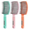 EKONAER 3 Pack Vented Quick Drying Massage Blow Detangler Brush,Boar Bristle Hair Brush Set-Curved,Detangling Hair Brush for Women Long,Thick, Thin, Curly(Green)