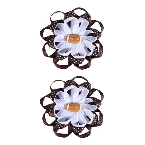 SUPCLIPS Football Bow Hair Clips Curly Ribbon Flower Cheerleader Hair Bows Youthful Sports Style Hair Accessories for Kids Girls
