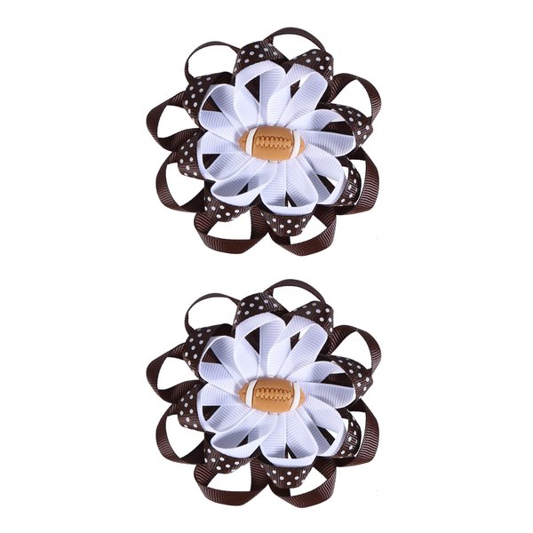 SUPCLIPS Football Bow Hair Clips Curly Ribbon Flower Cheerleader Hair Bows Youthful Sports Style Hair Accessories for Kids Girls