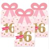 Big Dot of Happiness Sweet 16 - Square Favor Gift Boxes - 16th Birthday Party Bow Boxes - Set of 12