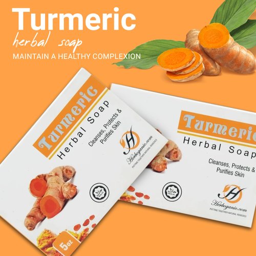 HERBOGANIC Turmeric Herbal Soap | Herbal Bar Soap with Benefits of Turmeric | Nourishes Skin | For Healthy, Radiant Skin | All Natural Bar Soap for Men and Women | 5 oz Bar (Pack of 1)…
