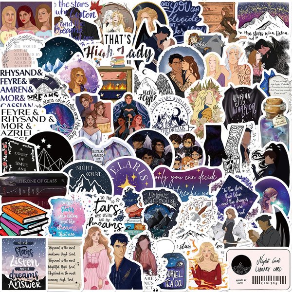 60 Pcs Acotar Merchandise Stickers Pack Cute Cool Aesthetic Stickers Book Graphic Vinyl Waterproof Stickers for Kids Girls Teens Adults Waterproof Vinyl Stickers for Water Bottle Laptop Luggage