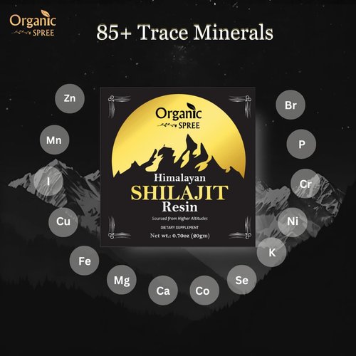 Organic Spree Pure Himalayan Shilajit Resin 20gm (0.70oz) Pure Himalayan Resin with 85+ Trace Minerals, 75%+ Fulvic Acid, Supports Energy, Recovery, Immune Function, and Overall Health