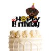 Dog Happy Birthday Cake Topper,Cute Puppy Pet Themed Bday Party Cake Decor,Dachshund Puppy Theme Kids Birthday Party Decorations