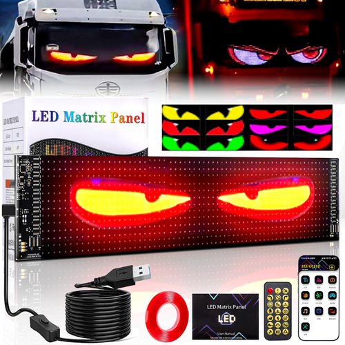 Suacopzar 1 Pack Large Devil Eyes Light for Cars, 23x5in Programmable Flexible LED Digital Display Smart APP Control Custom Text DIY Pattern, Soft Screen LED Lights for Car Trucks Decor