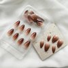 Brown Press on Nails Short Fake Nails Almond Shape False Nails Gradient Brown Acrylic Nails Glossy Glue on Nails Full Cover Artificial Nails Fall Winter Stick on Nails Short Press on Nails for Women