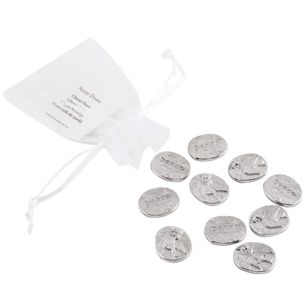 DANFORTH - Vilmain Peace Dove Pocket Tokens/Coins, Pewter, Made in USA, Gift Bag (Pack of 10)