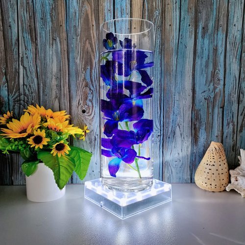 LARDUX Led Light Base - 5 inch Square Lights Display Stand for Effiel Tower Vase Crystal Glass Art LED Pedestal Base - Charging USB or Battery Powered