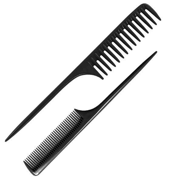 AC111 (Detangling Rat Tail Combs) - Wide And Fine Tooth, Anti Static Hair Care Accessory in AC-BLACK