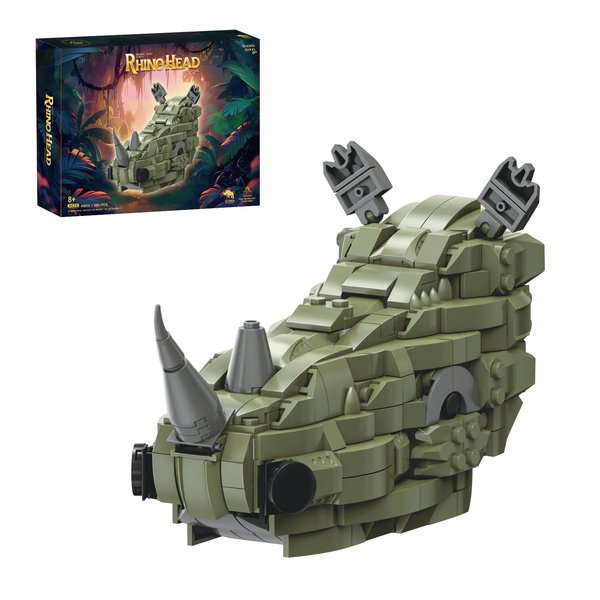 KAZI Animals Head Art Collection Building Set,Rhino Head Nature Wall Artwork for Living Room Decor,Home Office Decor Idea,Build and Display Creative Activity for Artistic Adults