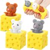 3 Pcs Cheese Toy Cheese Stress Ball Fidget Toys Mice in Cheese Anxiety Toys Mouse Office Toy Sensory Mouse Toys for Birthday Gifts Stress Relief Party Favors, Grey Brown White