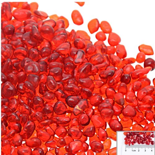 XIZHI 1 Pound Glass Stones Gorgeous Aquarium Decorated Irregular Glass Pebbles Artificial Glaze Crystal Stones Rocks for Aquarium, Fish Tank, Garden, Vase Fillers, Succulent Plants Decor (Red)