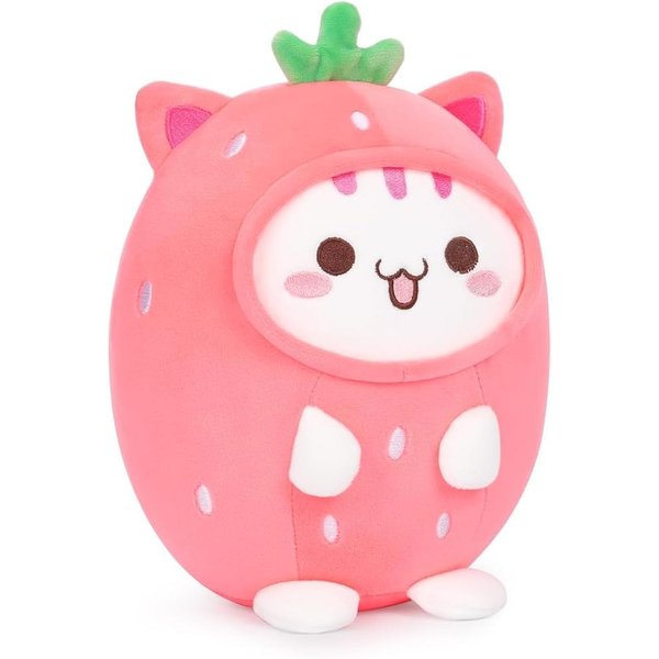 LOMBEE 12" Cute Plush Pillow Stuffed Animal, Soft Kawaii Plushie Gift for Kids (Strawberry Cat)