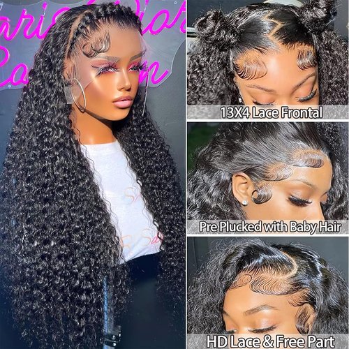 AUOCATTAIL Glueless Wigs Human Hair Water Wave Lace Front Wigs Pre Plucked Pre Cut with Baby Hair Deep Part Curly Wigs Wear and Go for Black Women