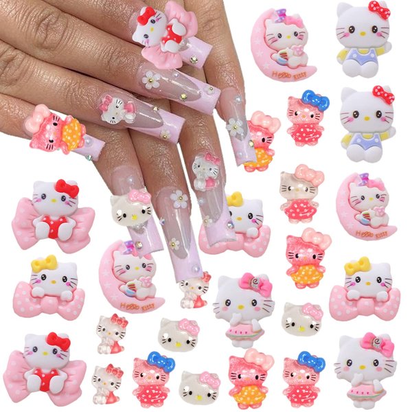 Cute Nail Charms 3D Cute Nail Art Charm Flatback Cartoon Design Charms Kawaii Nail Rhinestone Nail Jewelry for Nail Art Decorations Cute Anime Nail Charms for Nail DIY Craft Phone Case 40Pcs