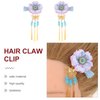 Lurrose 1 Pair Japanese Style Hair Clips Tassel Flower Kimono Traditional Hairpins Barrette Cherry Blossom Hair Clamp Bride Hanfu Accessory for Womens Girls (Blue)