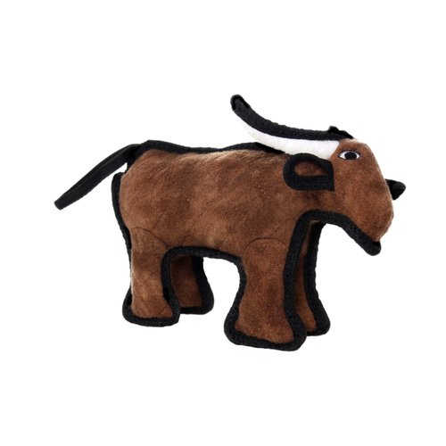 TUFFY - World's Tuffest Soft Dog Toy - Barnyard Junior Bull - Multiple Layers. Made Durable, Strong & Tough. Interactive Play (Tug, Toss & Fetch). Machine Washable & Floats