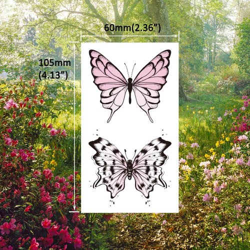 VIWIEU Small Butterfly and Flower Temporary Party Tattoos Realistic for Women and Teen Girls 15 Pack, Tiny Fake Black Butterfly Body Art Stickers Gift for Christmas&Holiday Fiesta
