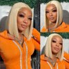 13X4 Straight 613 Blonde Blunt Cut Bob Wig Human Hair Lace Front Wigs For Black Women Pre Plucked With Baby Hair Wear and Go Glueless Wigs Human Hair HD Transparent Honey Blonde Bob Lace Frontal Wigs