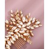 Rumtock Sparkle Rhinestones Beads Gold Hair Comb for Women Girls Wedding Bridal Side Headpiece Jewelry for Special Occasion (Gold)