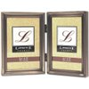 Lawrence Frames 11535D Antique Pewter Hinged Double 3x5 Picture Frame - Beaded Edge Design