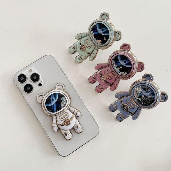 Black Cute Phone Stand Holder,Cell Phone Kickstand, Astronaut Phone Holder,Adjustable Tablet Phone Ring Stand with 3D Moving Star Sequins,Gift for Women Cell Phone Stands Accessories