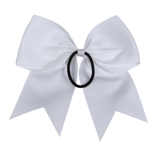 Cheerleader Bows 8 Inch 20 pcs Ponytail Holder Cheerleading Bows Hair Tie (Orange)