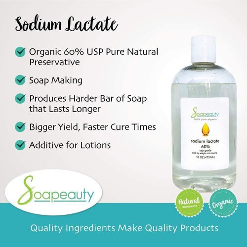 SODIUM LACTATE for Soap Making & Lotions | 60% USP Pure Natural Preservative | Harder Bar of Soap, Bigger Yield, Faster Cure Time, Provides Moisture | 2 oz