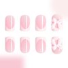 24Pcs BMKKOT Short Press on Nails White French Tip Fake Nails Pink Full Cover Glue on Nails 3D Pink Bow Nail Charm Design Glossy False Nails Cute Artificial Acrylic Nails for Women Girl Manicure Decor