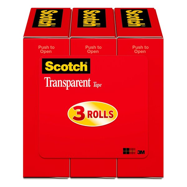 Scotch Transparent Tape, 3/4 in x 1000 in, 3 Boxes/Pack (600K3)