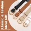 VONMELLI 2 Pack Women's Leather Belts for Jeans Pants Fashion Gold Buckle Ladies Dress Belt Black Brown M