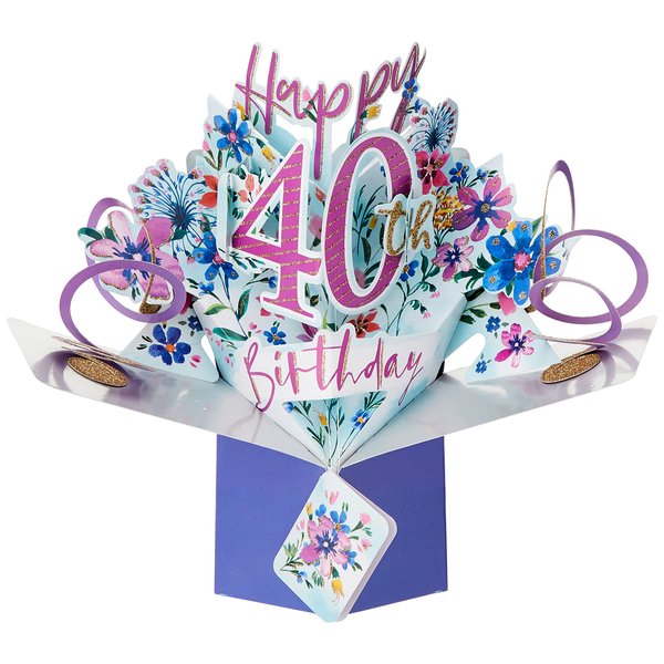 Happy 40th Birthday Pop-Up Greeting Card Original Second Nature 3D Pop Up Cards